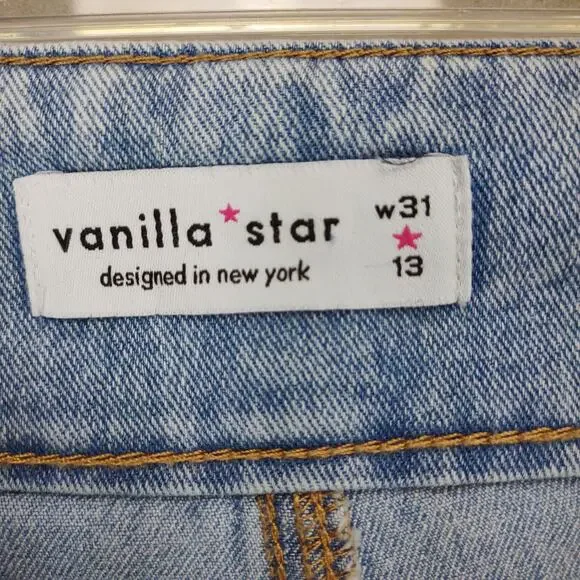 VANILLA STAR High Waist Flare Bootcut Leg Jeans, Sz 13 32x32 Light Wash Boho - Picture 3 of 6